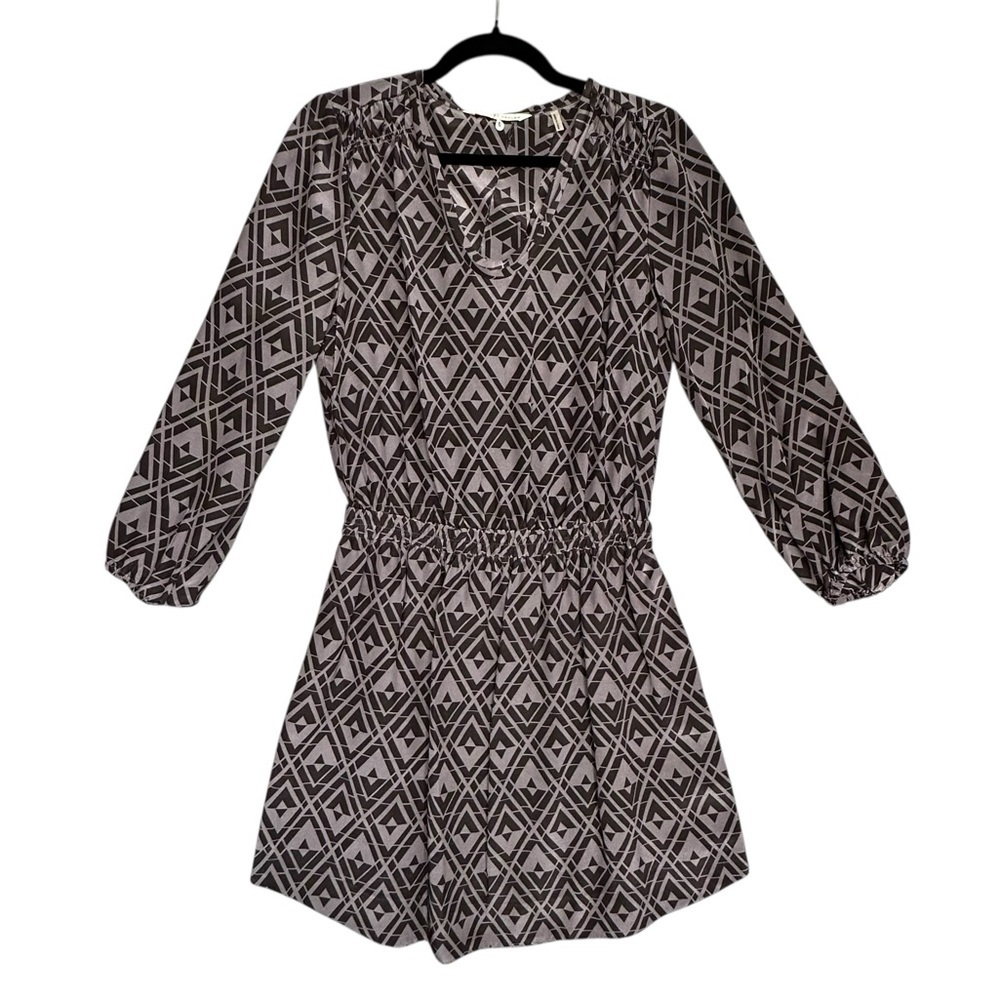 Rebecca Taylor Long Sleeve Shirt Dress Steel Grey Belted Size 6 NWT